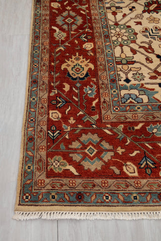 9x9 Square Rug Cream Persian Rust Plush Soft Feel Quality Wool Hand Knotted Rug , MT-25