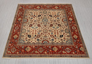 9x9 Square Rug Cream Persian Rust Plush Soft Feel Quality Wool Hand Knotted Rug , MT-25
