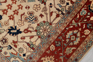 9x9 Square Rug Cream Persian Rust Plush Soft Feel Quality Wool Hand Knotted Rug , MT-25