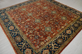 9x9 Square Rug Persian Style Inspired Cream Red Blue Persian High Quality Handmade Wool Rug | Mt-24