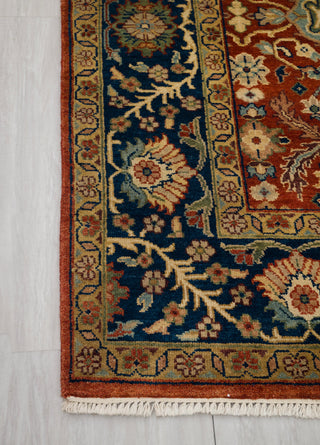 9x9 Square Rug Persian Style Inspired Cream Red Blue Persian High Quality Handmade Wool Rug | Mt-24
