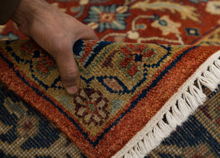 9x9 Square Rug Persian Style Inspired Cream Red Blue Persian High Quality Handmade Wool Rug | Mt-24