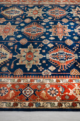 9x12 Blue Rust Antique Reproduction Persian Karaje High Quality Rug Hand Knotted, MT-9