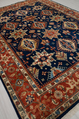 9x12 Blue Rust Antique Reproduction Persian Karaje High Quality Rug Hand Knotted, MT-9