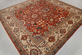 9x9 Square Red Beige Persian Reproduction Soft Quality Wool Hand Knotted Rug , MT-20