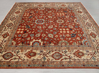 9x9 Square Red Beige Persian Reproduction Soft Quality Wool Hand Knotted Rug , MT-20