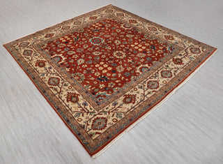 9x9 Square Red Beige Persian Reproduction Soft Quality Wool Hand Knotted Rug , MT-20