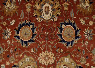 10x14 Red Blue Persian Reproduction Tabriz High Density Premium Quality Hand Knotted Soft Wool Rug I G-10680