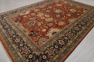 10x14 Red Blue Persian Reproduction Tabriz High Density Premium Quality Hand Knotted Soft Wool Rug I G-10680