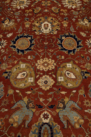 10x14 Red Blue Persian Reproduction Tabriz High Density Premium Quality Hand Knotted Soft Wool Rug I G-10680