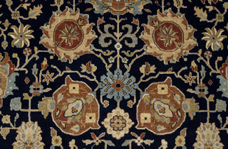 Navy Red Persian Tabriz Fine Density Hand Knotted Wool Rug, Classic Decor-10682