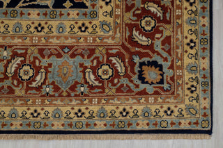 Navy Red Persian Tabriz Fine Density Hand Knotted Wool Rug, Classic Decor-10682