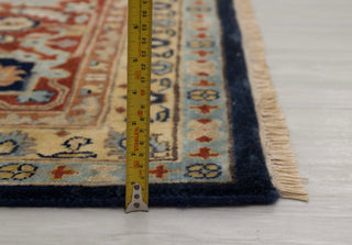Navy Red Persian Tabriz Fine Density Hand Knotted Wool Rug, Classic Decor-10682