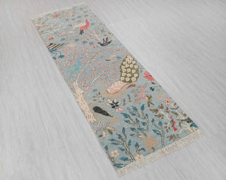 2.6x8 Foot Runner Blue Birds Life Tree Hand Knotted High Quality #JC-8705