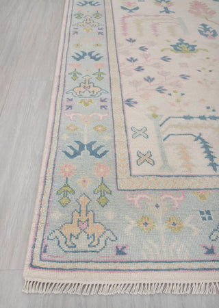 8x10 Ivory Blue Soft Look Modern Oushak Handmade Wool Rug