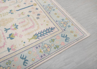 8x10 Ivory Blue Soft Look Modern Oushak Handmade Wool Rug