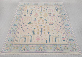 8x10 Ivory Blue Soft Look Modern Oushak Handmade Wool Rug