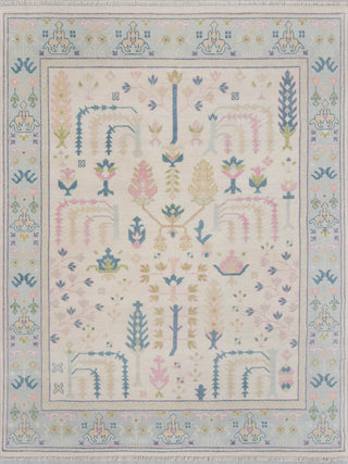 8x10 Ivory Blue Soft Look Modern Oushak Handmade Wool Rug